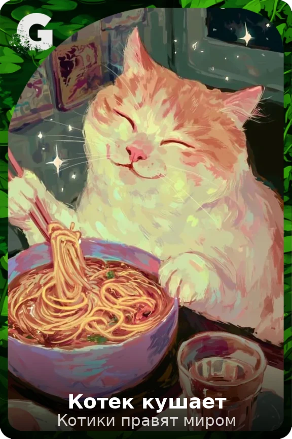 Котек кушает