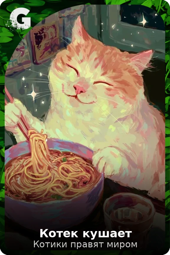 Котек кушает